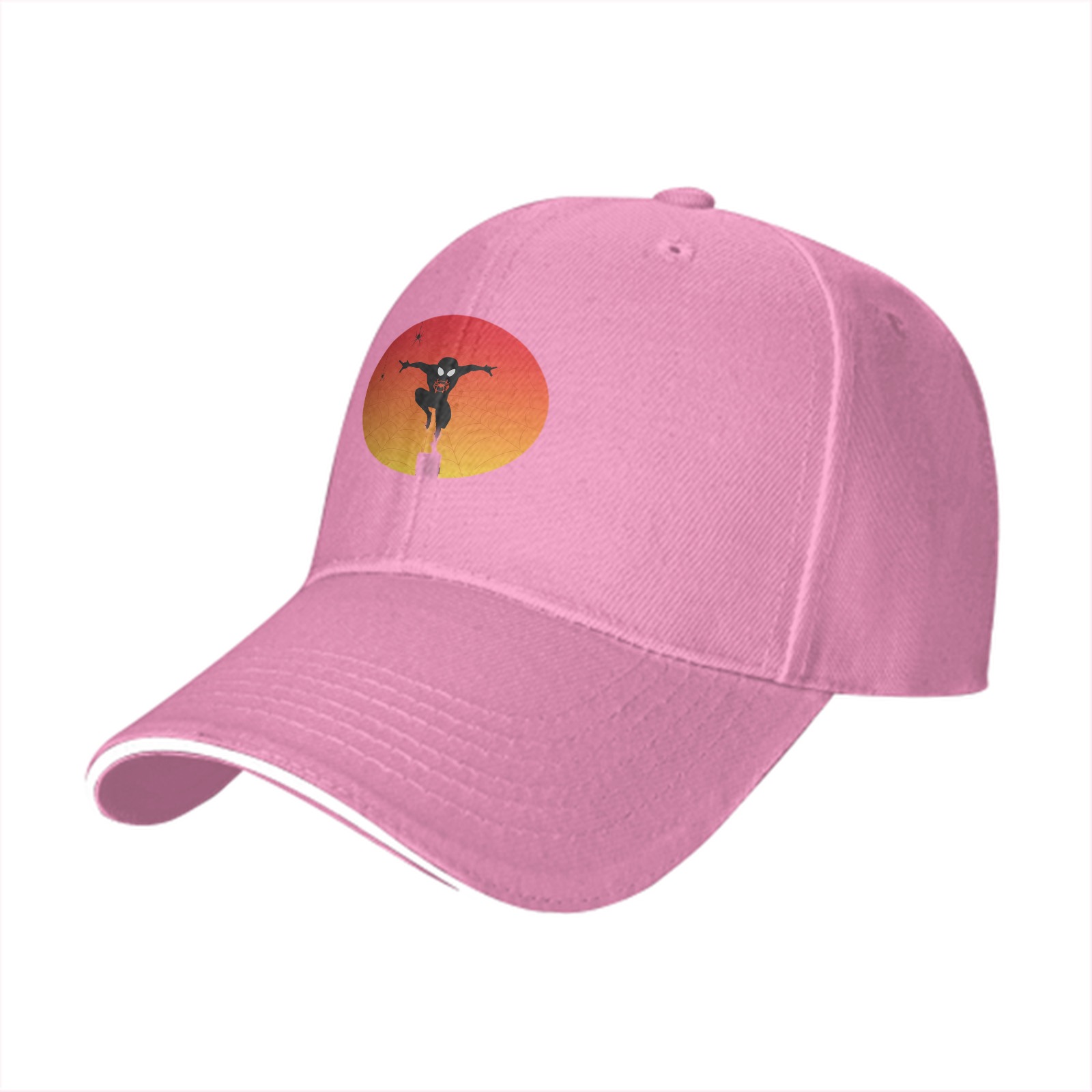 Black Baseball Cap With Ninja Silhouette Sunset Graphic