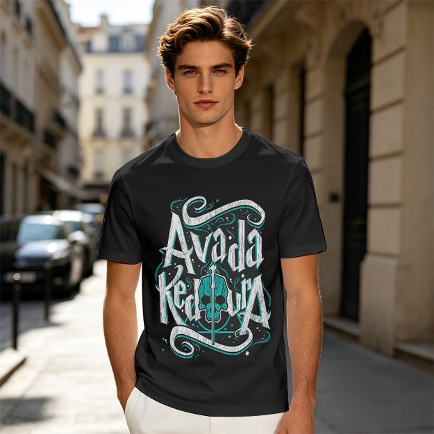 Olive T-Shirt With Avada Kedavra Dark Magic Skull Graphic