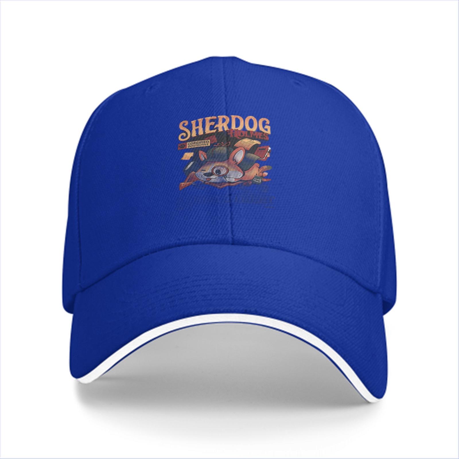 Black baseball cap with Sherdog Holmes dog graphic print