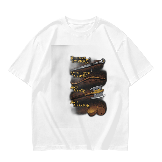 Olive T-Shirt with Fantasy Weapon Quote Print