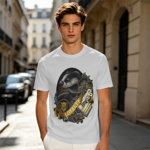 Olive Green Hufflepuff Loyalty Badger Graphic T-Shirt