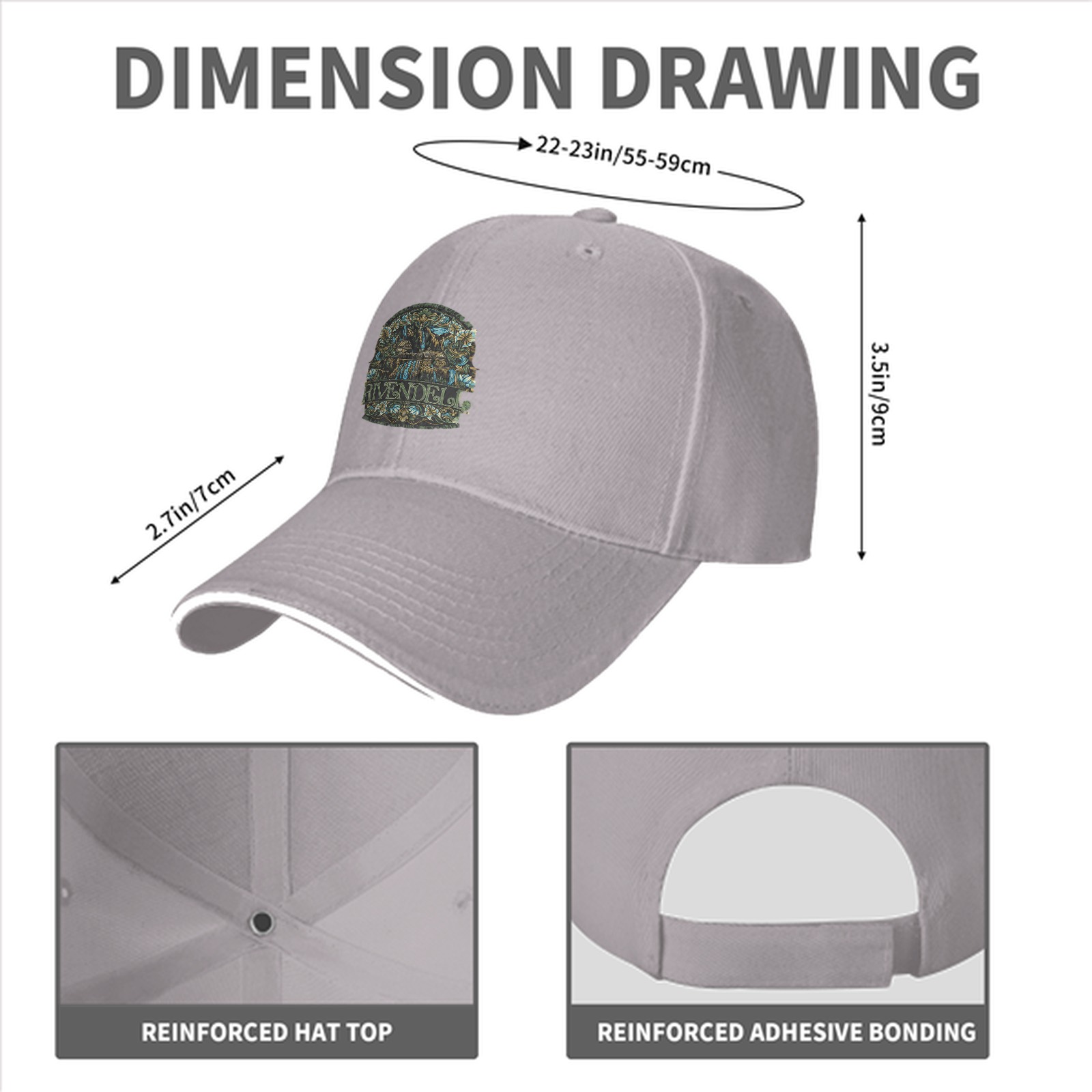Black Baseball Cap with Rivendell Fantasy Art Emblem