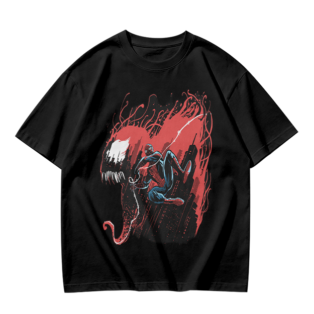 Olive T-shirt with Spider-Man and Symbiote Villain Graphic
