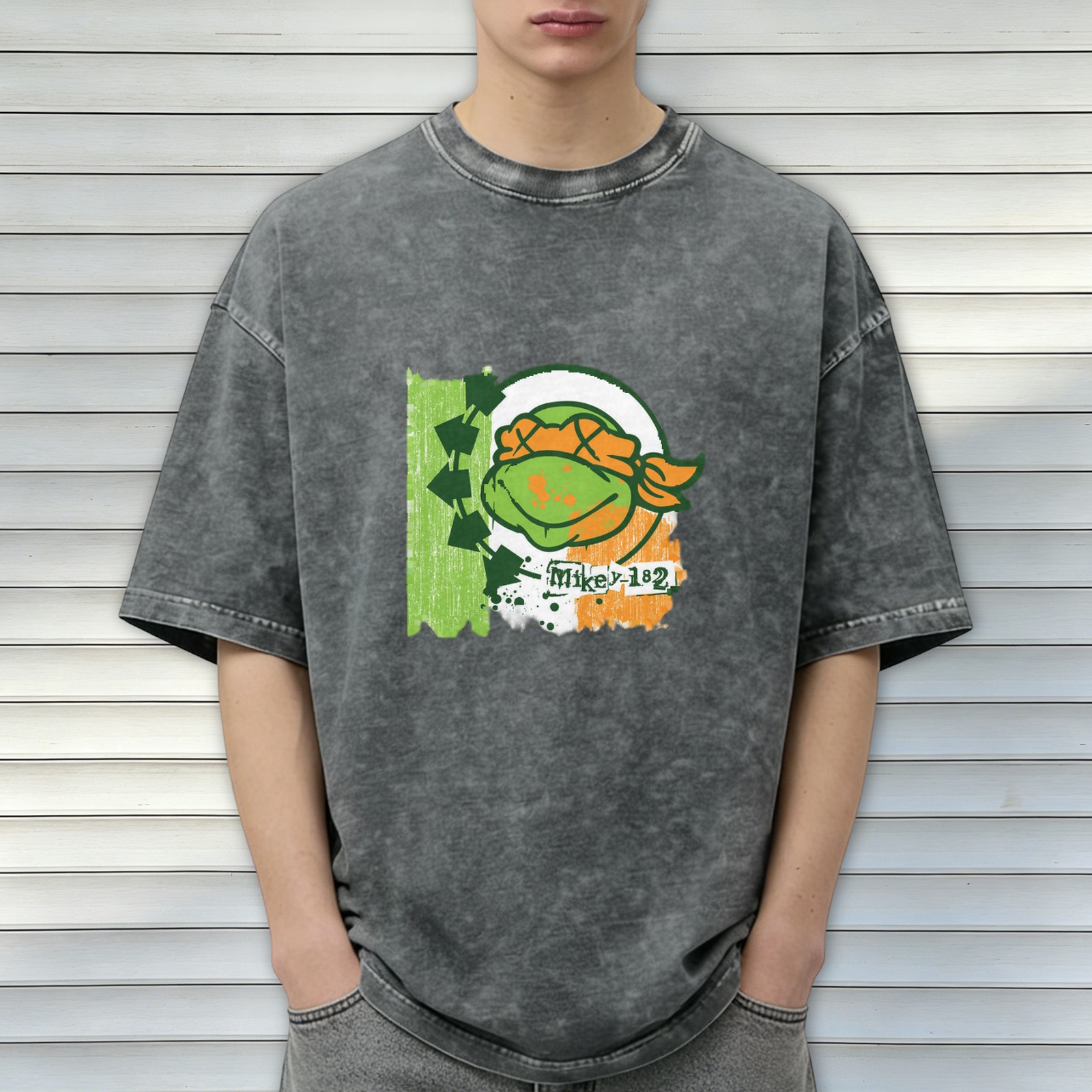 Teenage Mutant Ninja Turtles Mikey Graphic Acid Wash T-Shirt