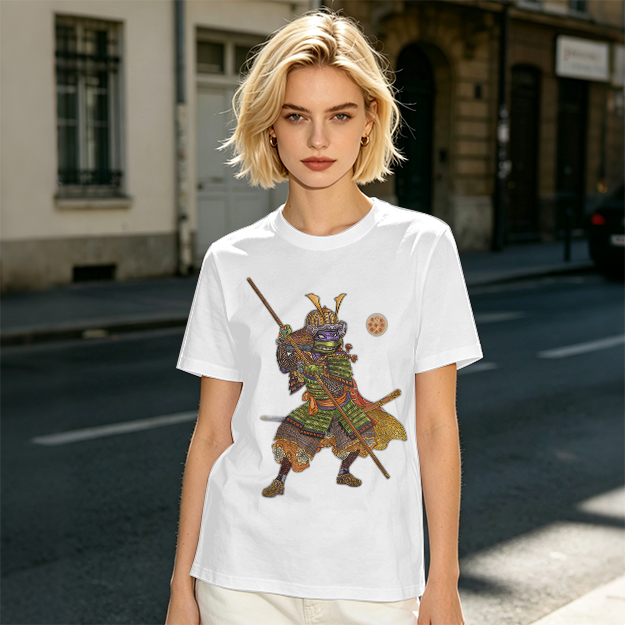 Olive T-Shirt Featuring Samurai Teenage Mutant Ninja Turtle Art