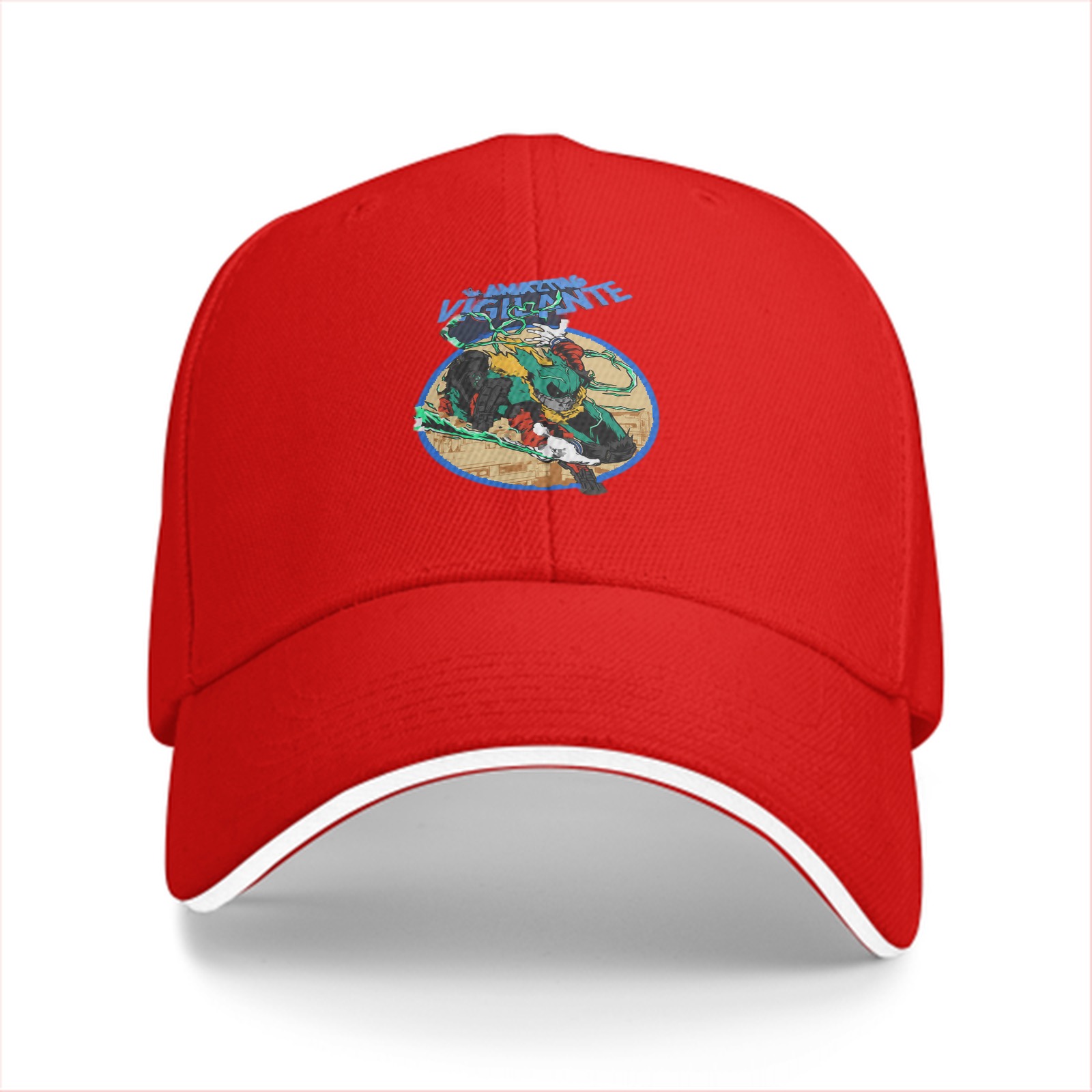 Black baseball cap with vigilante graphic print