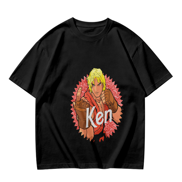 Olive T-shirt with Street Fighter Ken Graphic Print