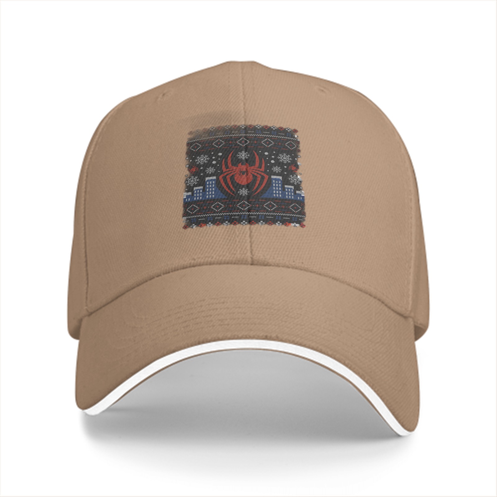 Black Baseball Cap with Spider-Man Ugly Christmas Sweater Print