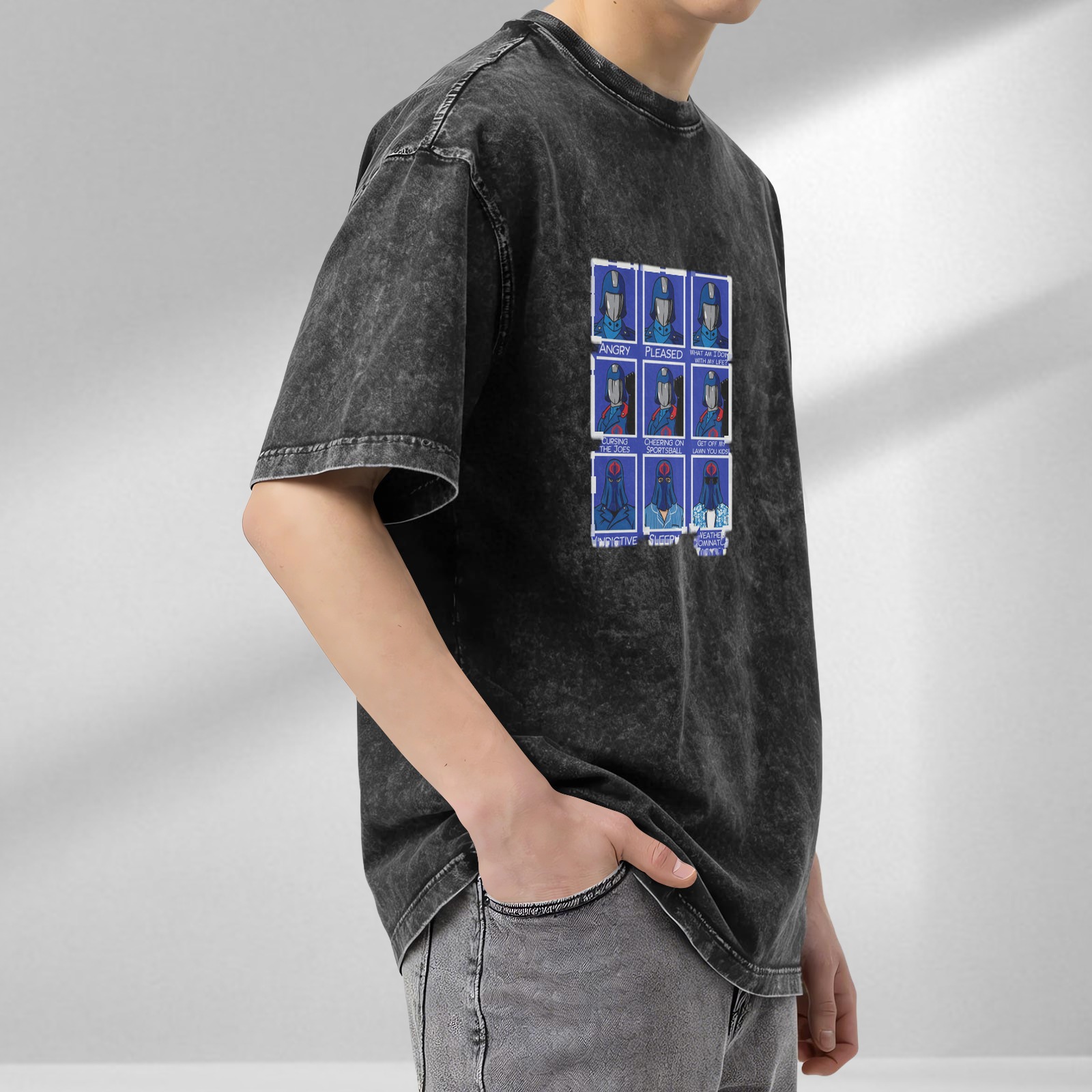 Cobra Commander Emotion Grid Vintage Wash Graphic T-Shirt