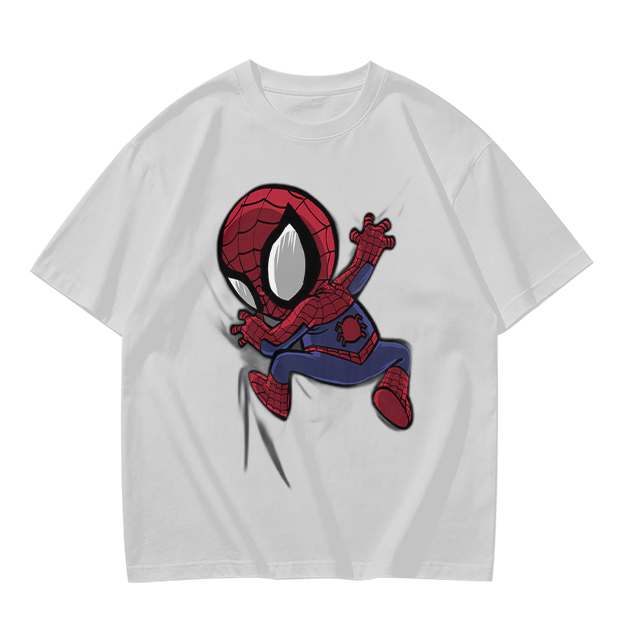 Olive T-shirt with Chibi Spider-Man Graphic Print