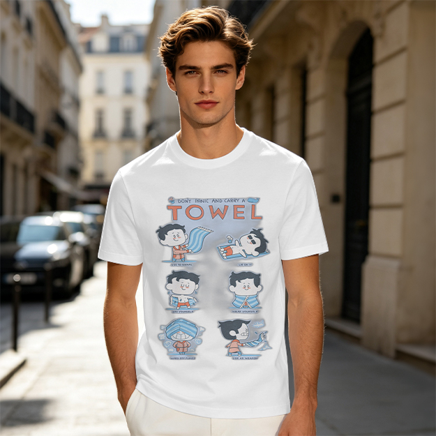 Olive T-Shirt With Cartoon Towel Themed Graphic Print