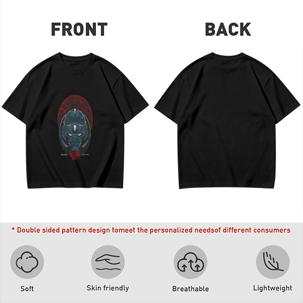 Olive T-Shirt With Futuristic Alien Helmet Graphic Print