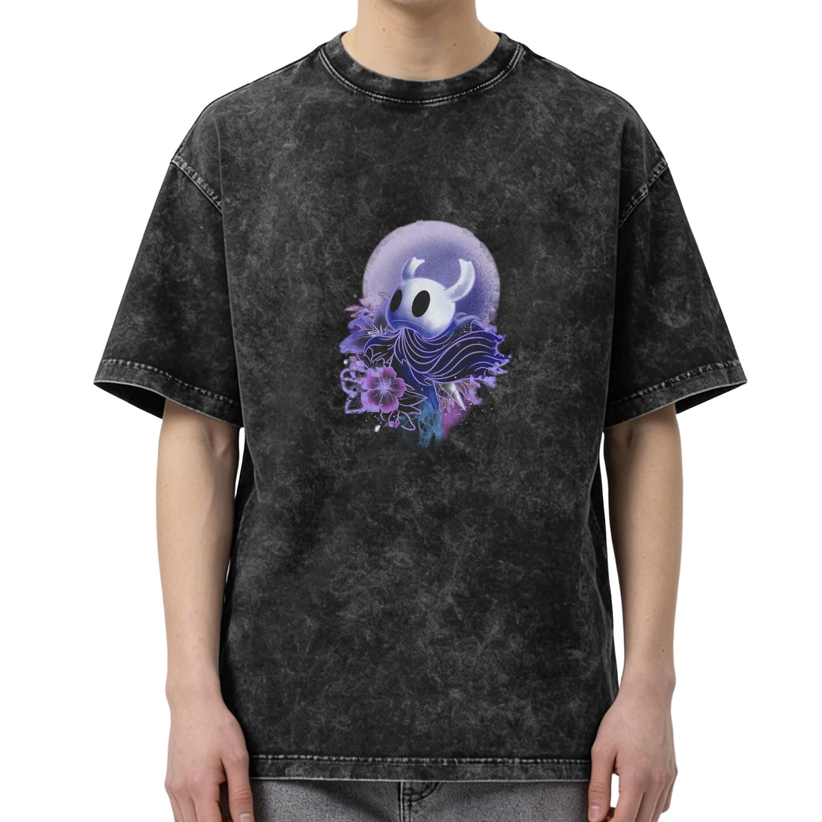Hollow Knight Graphic Dark Wash Oversized Cotton T-Shirt
