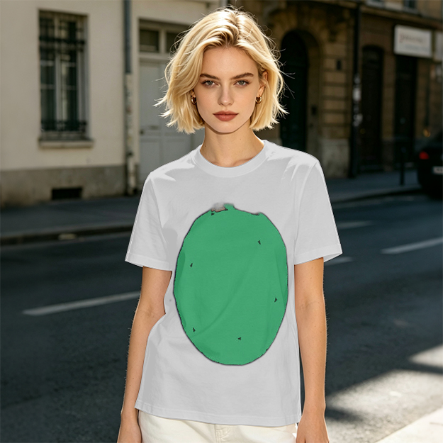 Olive Green T-Shirt With Simple Green Oval Graphic Print