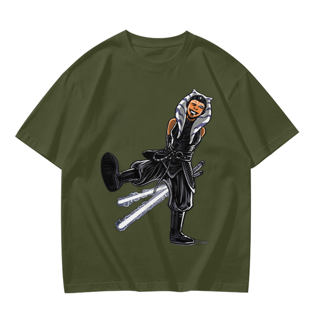Olive T-Shirt Featuring Ahsoka Tano With Lightsabers