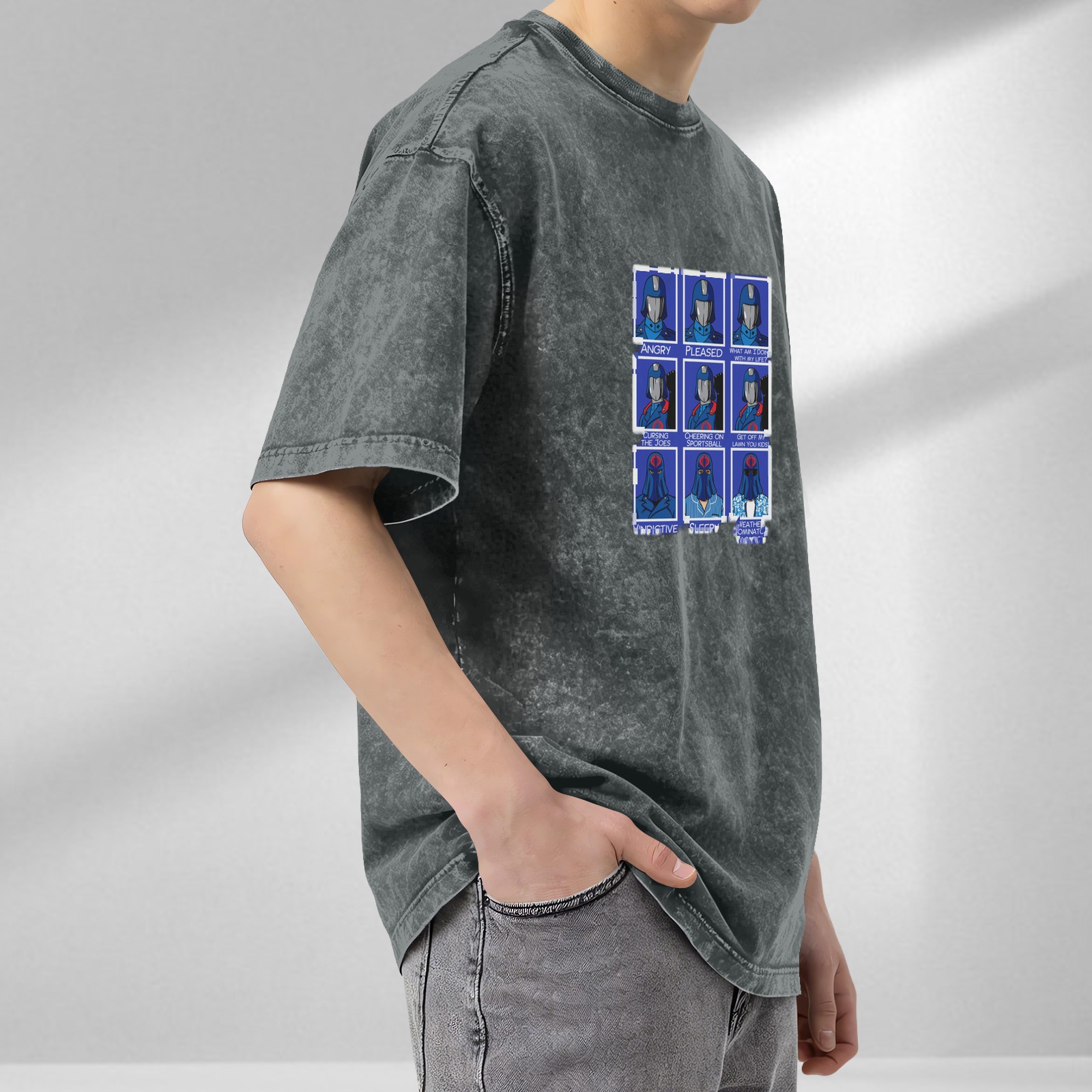 Cobra Commander Emotion Grid Vintage Wash Graphic T-Shirt