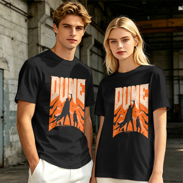 Dune Themed Silhouette Graphic Print Olive T-Shirt