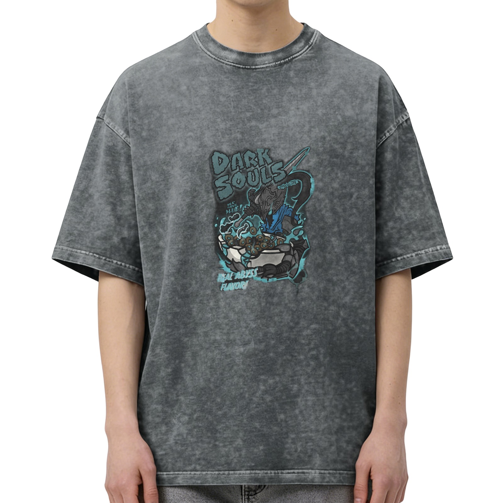 Dark Souls Abyss Themed Acid Wash Cotton T-Shirt