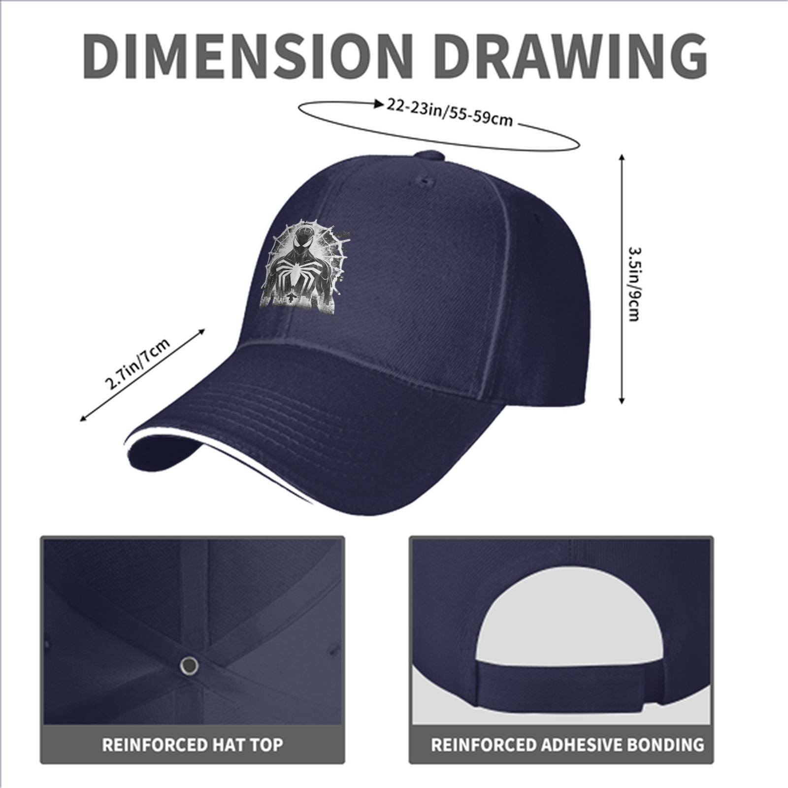 Black Symbiote Spider-Man Baseball Cap With Web Graphic