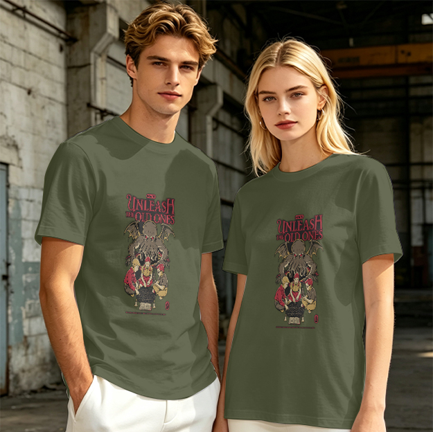 Unleash The Old Ones Cthulhu Graphic Army Green T-Shirt
