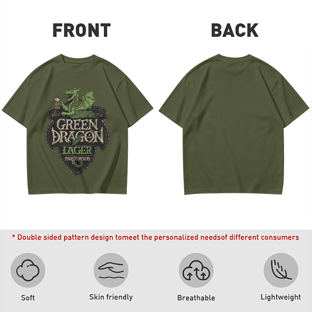 Green Dragon Lager Graphic Olive T-Shirt