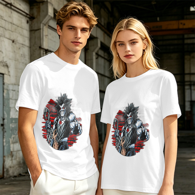 Olive T-shirt with Lobo Comic Character Graphic Print