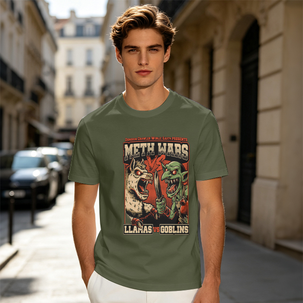Meth Wars Llamas vs Goblins Graphic T-Shirt