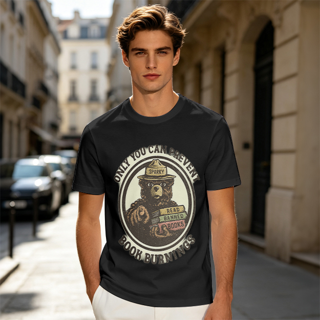 Only You Can Prevent Book Burnings Bear T-Shirt Art