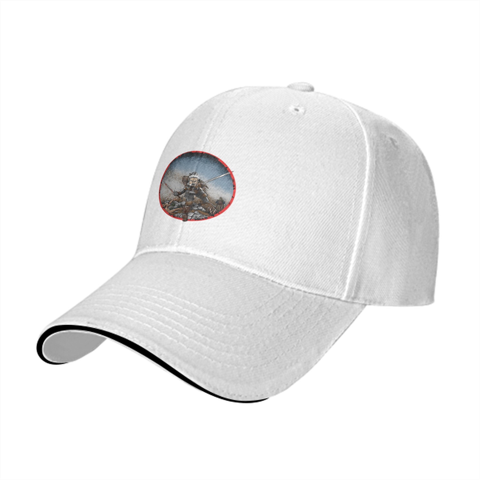 Black baseball cap with warrior battle scene graphic