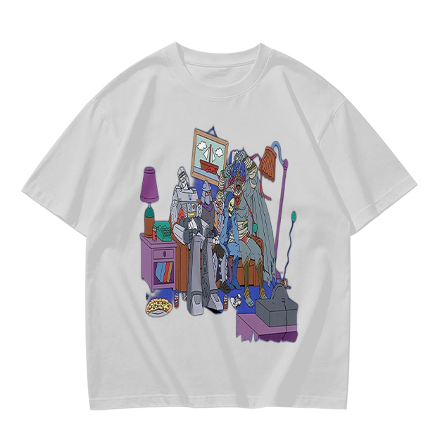 Olive T-Shirt With Quirky Room Scene Graphic Print