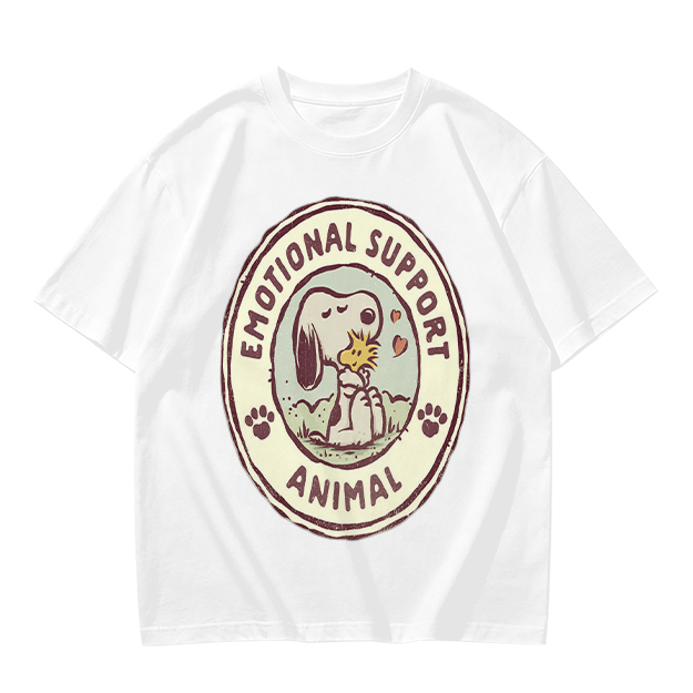 Olive Green Snoopy Emotional Support Animal Graphic T-Shirt