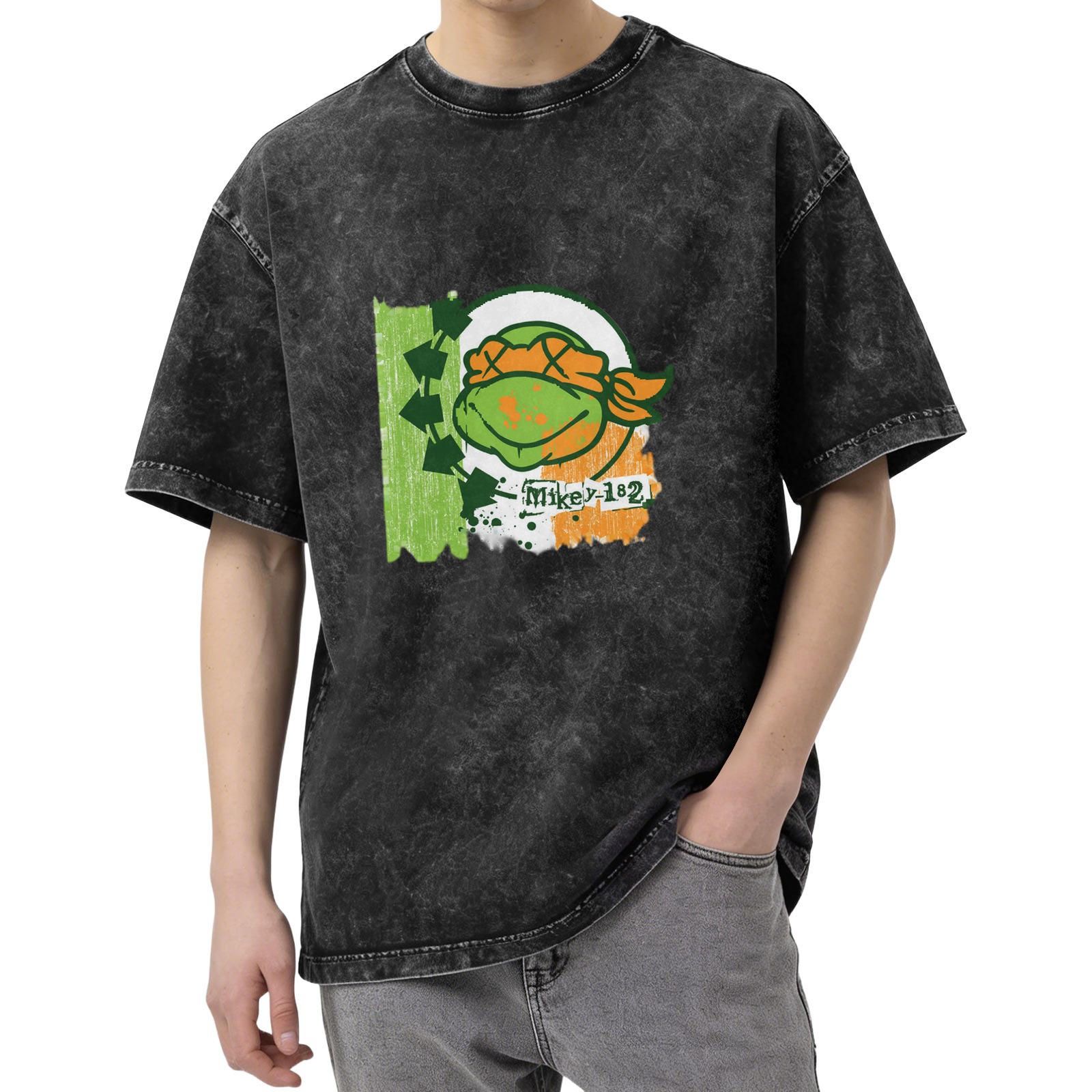 Teenage Mutant Ninja Turtles Mikey Graphic Acid Wash T-Shirt