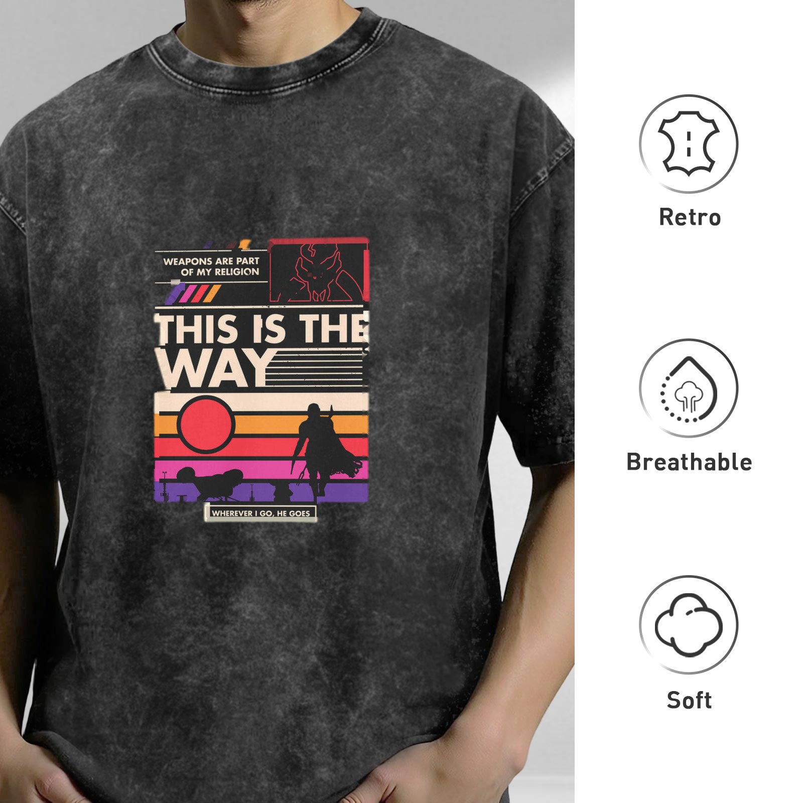 This Is The Way Mandalorian Retro Graphic Acid Wash T-Shirt