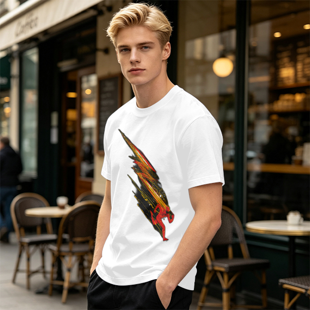 Olive T-shirt with Dynamic Speed Runner Graphic Print