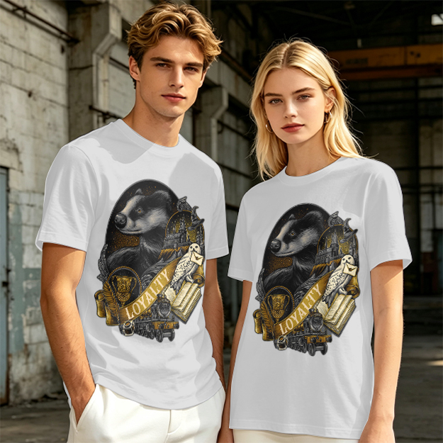 Olive Green Hufflepuff Loyalty Badger Graphic T-Shirt