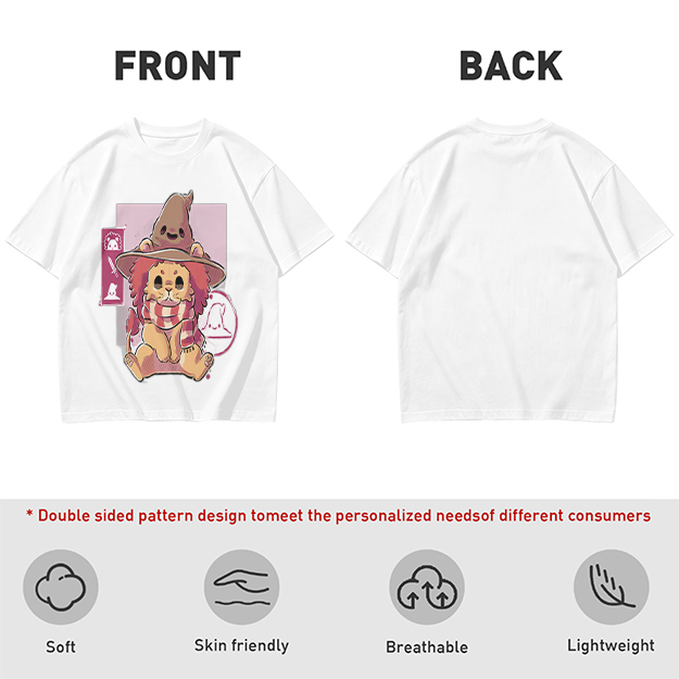 Olive T-Shirt With Cute Lion Wizard Graphic Print