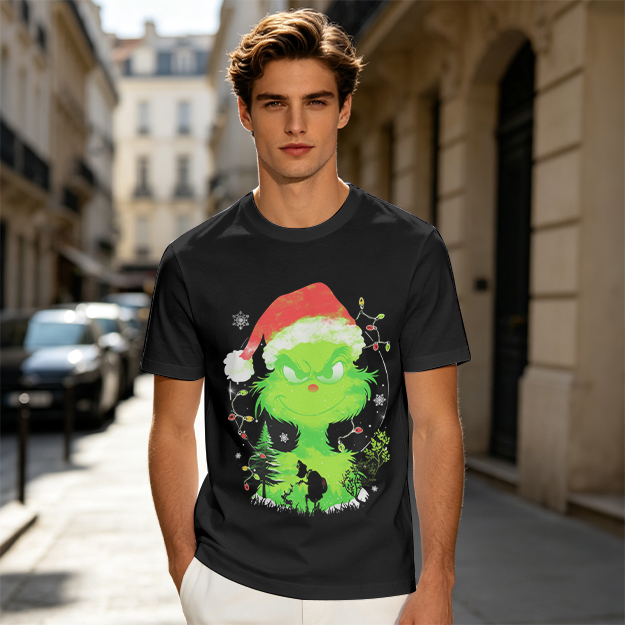 Olive Green Grinch Christmas Graphic T-Shirt