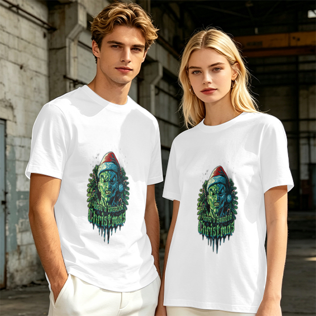 Olive T-Shirt With Scary Green Grinch Christmas Print