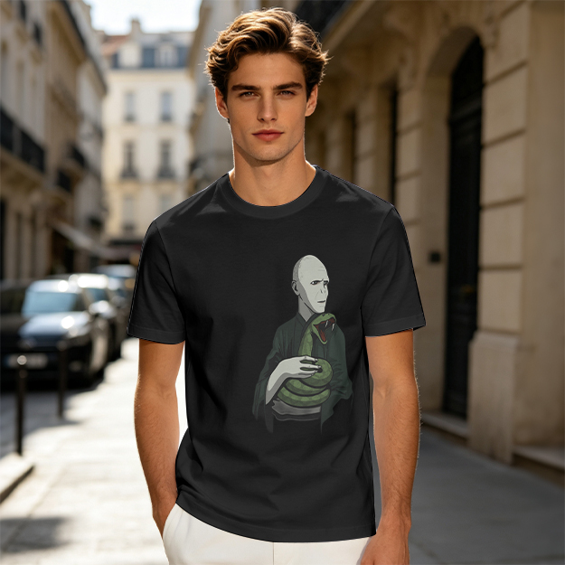 Olive T-shirt with Voldemort and Nagini Graphic Print