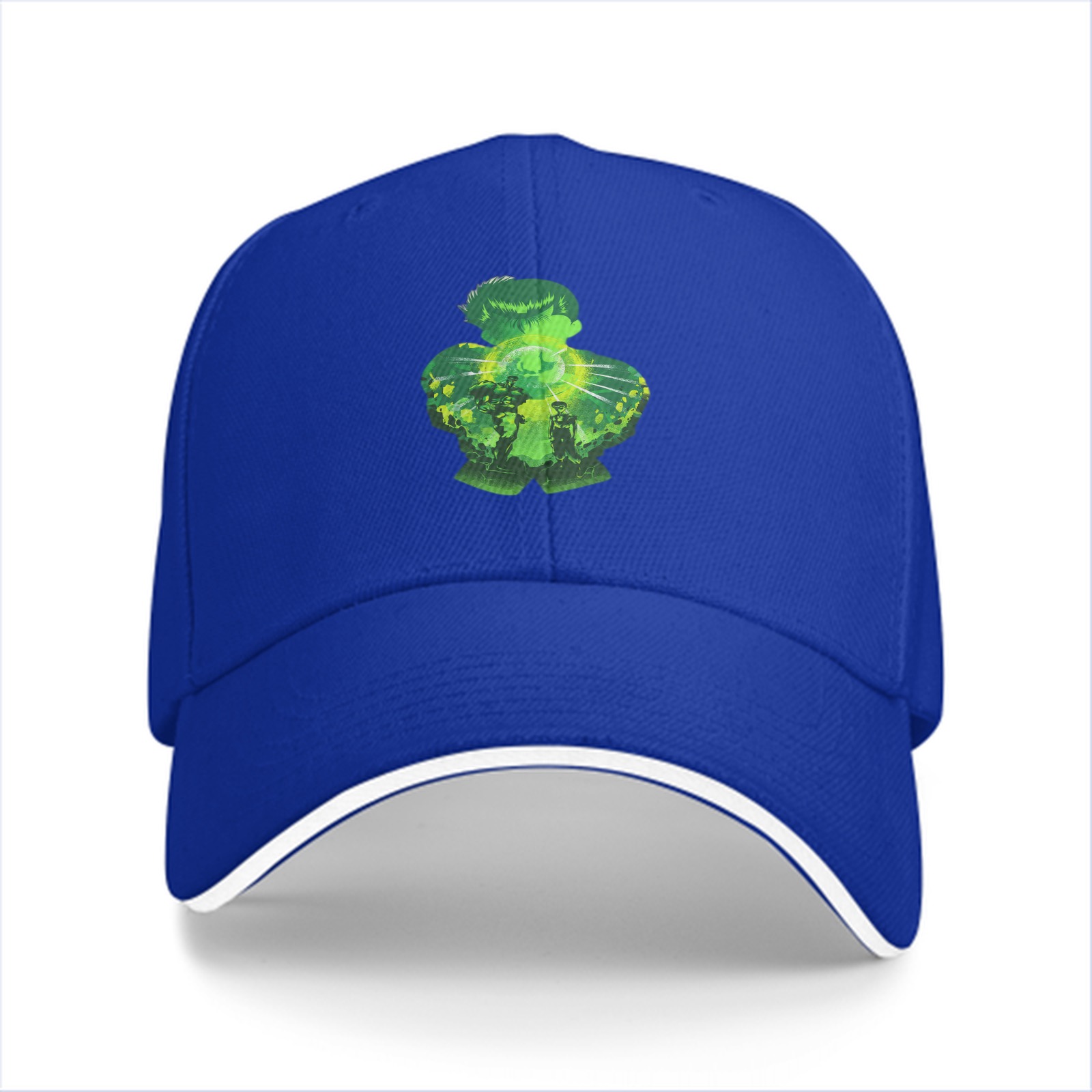 Black Baseball Cap With Green Clover Superhero Silhouette Art