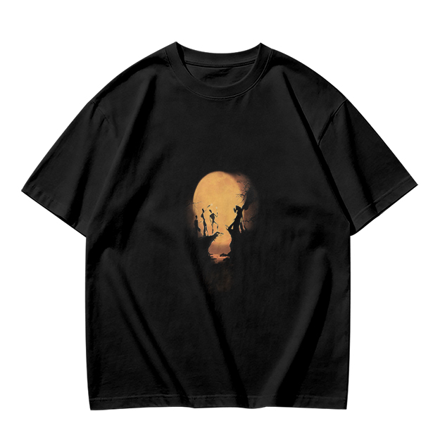 Olive Green T-Shirt With Abstract Skull Graphic Print