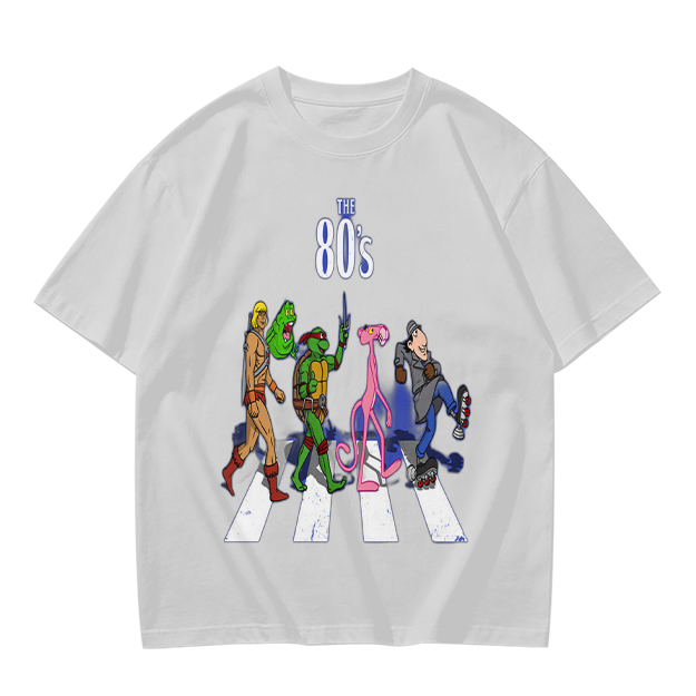 80s Cartoon Characters Abbey Road Crossing Graphic T-Shirt
