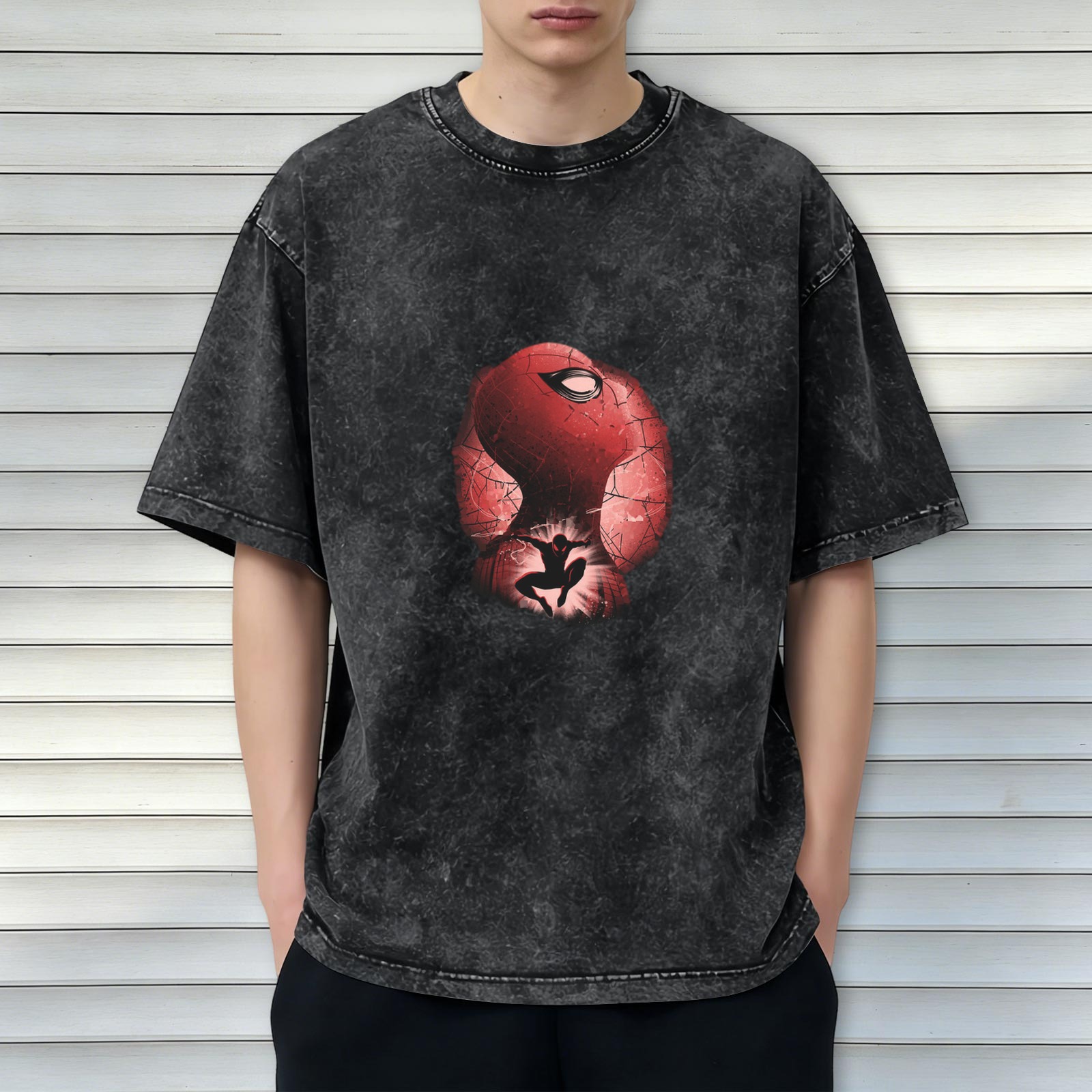 Oversized Spider-Man Graphic Stonewashed T-Shirt