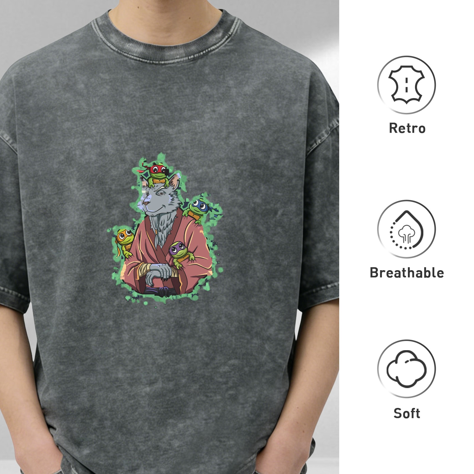 Teenage Mutant Ninja Turtles Splinter Graphic Vintage Wash T-Shirt