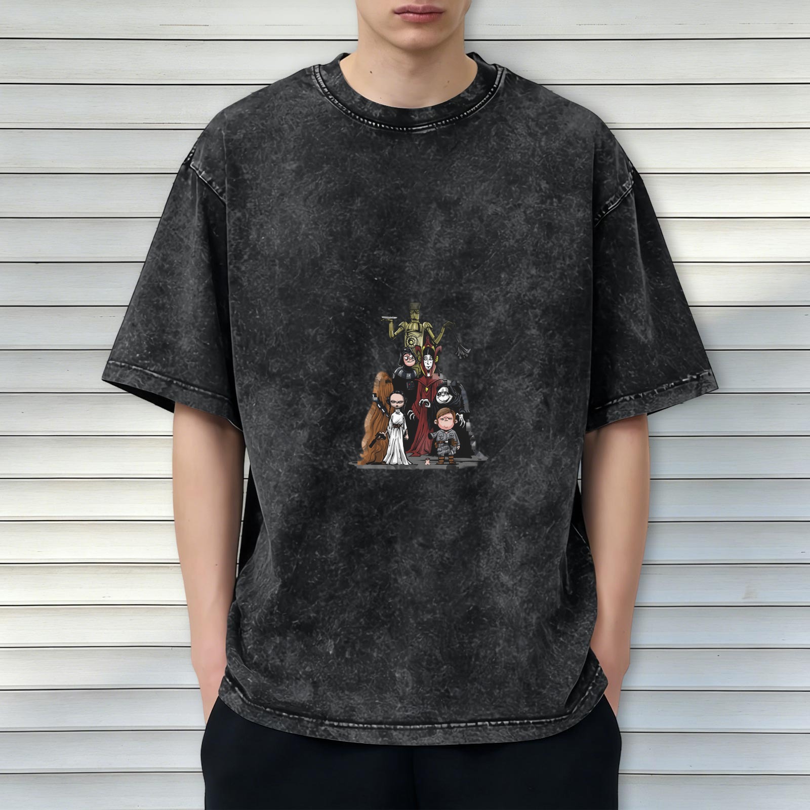 Star Wars x The Addams Family Cartoon Graphic Vintage Wash T-Shirt