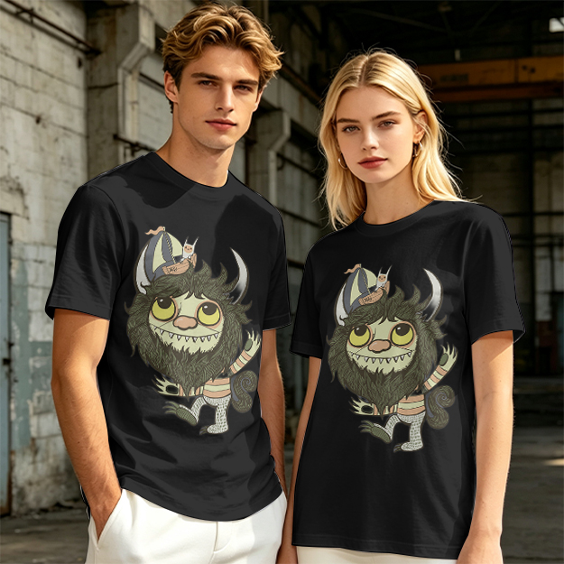 Olive T-Shirt With Where the Wild Things Art Print
