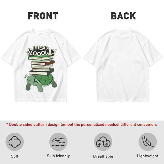I Read Sloowly Turtle Stacked With Books T-Shirt
