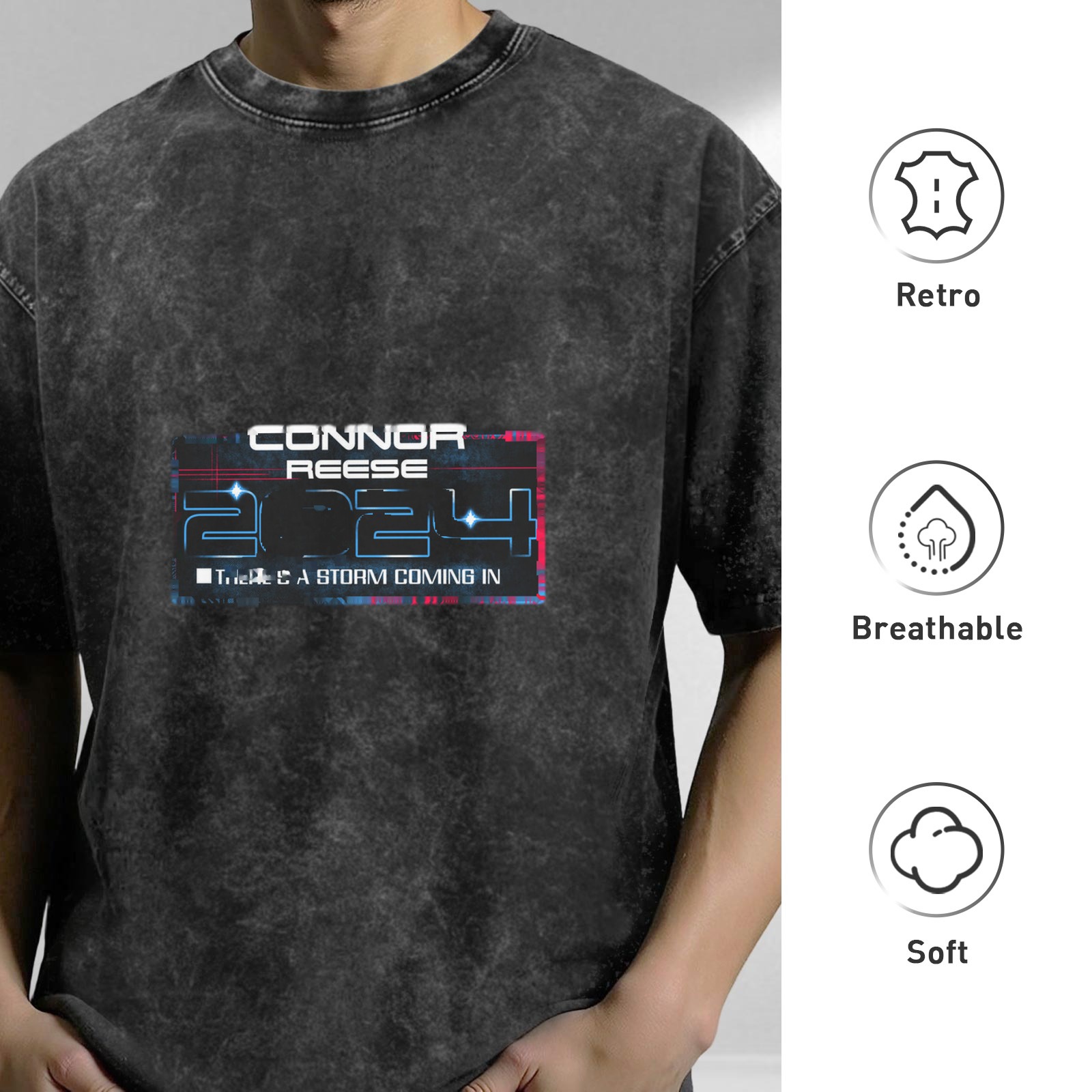 Connor Reese 2024 Storm Coming In Graphic Stonewashed T-Shirt