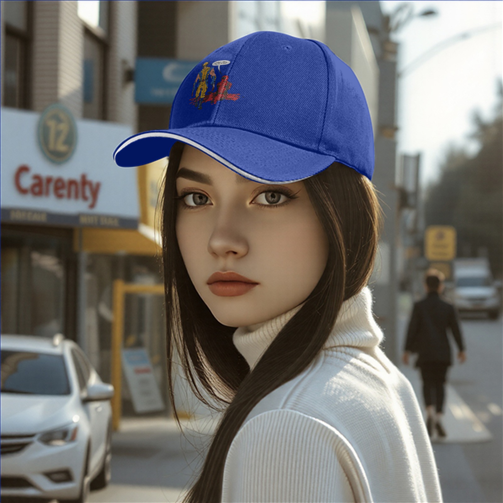 Black baseball cap with Wolverine and Deadpool comic print