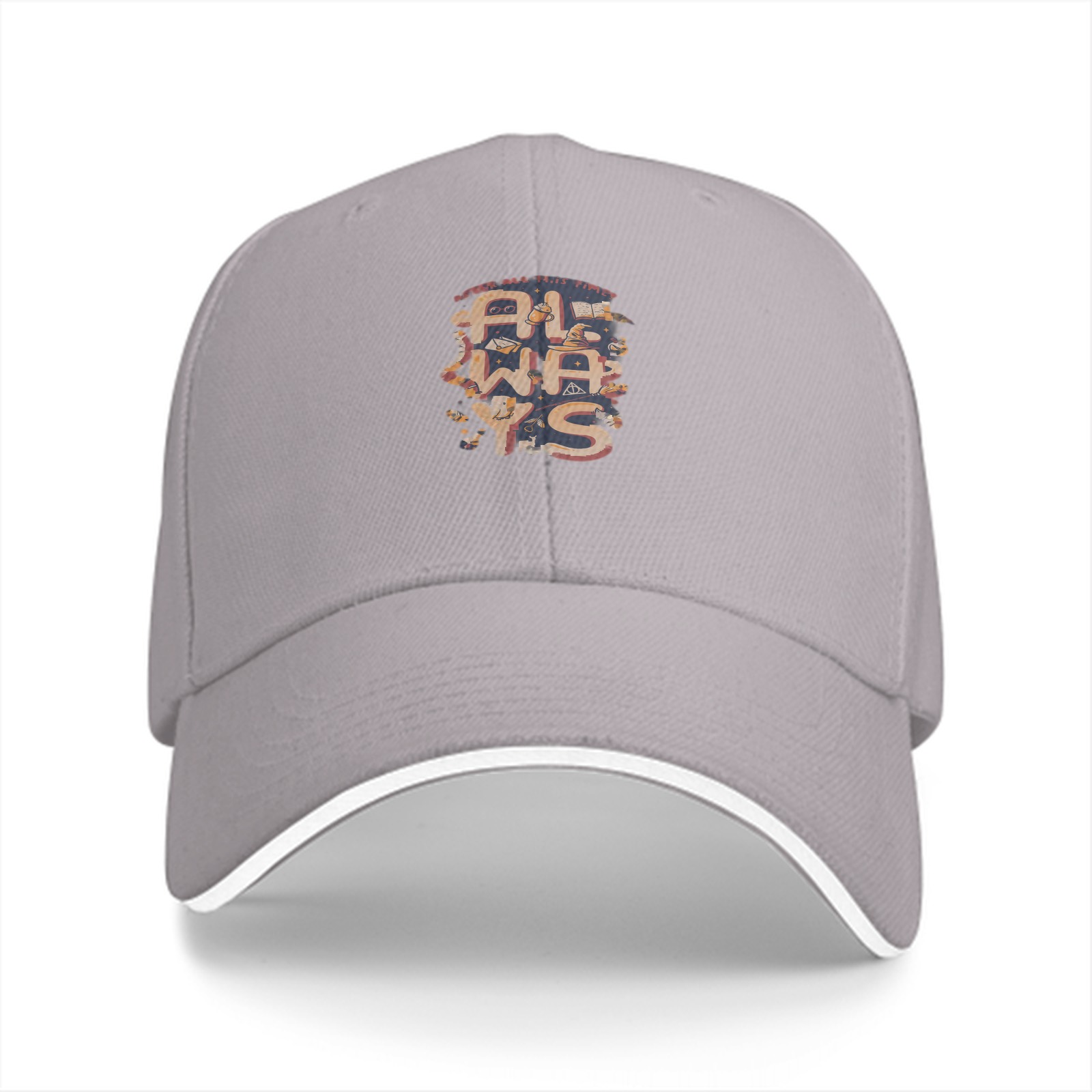 Black baseball cap with 'ALWAYS' graphic print design